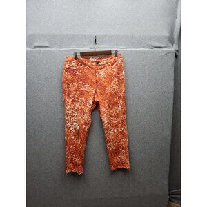 Coldwater Creek Brand Jeans Orange & Pink Abstract Floral Print Size 12 Cotton B